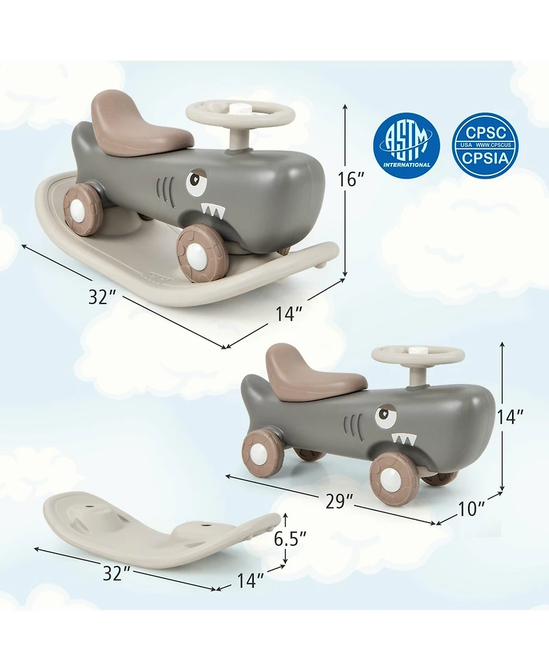 Inolait Convertible Rocking Horse and Sliding Car with Detachable Balance Board