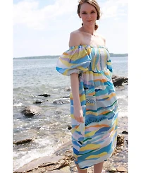 Jessie Zhao New York Women's Landscape Smocked Cotton Silk Dress