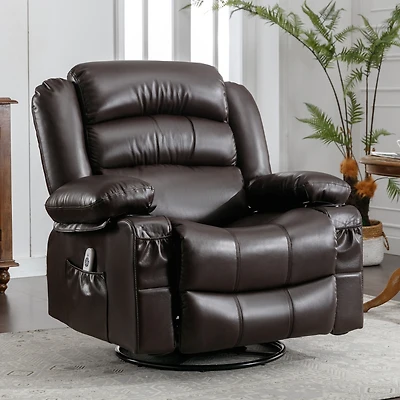 Streamdale Brown Swivel Rocker Recliner with Massage and Heat