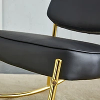 Pu Rocking Chair with Cushioned Seat and Gold Legs