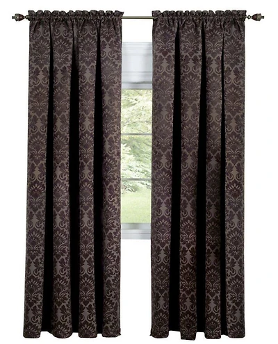 Kate Aurora Royal Living 2 Piece Curtain Panels - 84 in. Long Brown