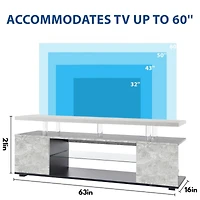 Streamdale Furniture Gray 70 Inch Tv Stand with Led Gaming Console