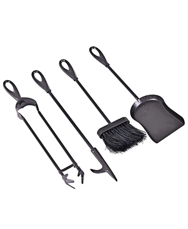 5 Pieces Rustic Heavy Duty Compact Wrought Iron Fireplace Tools Set