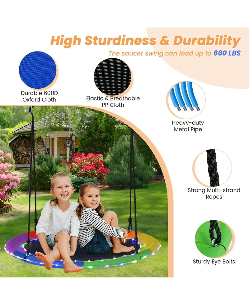 40 Inches Saucer Tree Swing for Kids and Adults-Multicolor