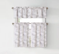 Kate Aurora Shabby Living Brielle Complete 3 Piece Embroidered Floral Cafe Kitchen Curtain Tier & Valance Set