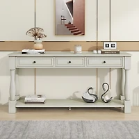 Streamdale 63" Long Navy Console Table with Drawers & Shelf