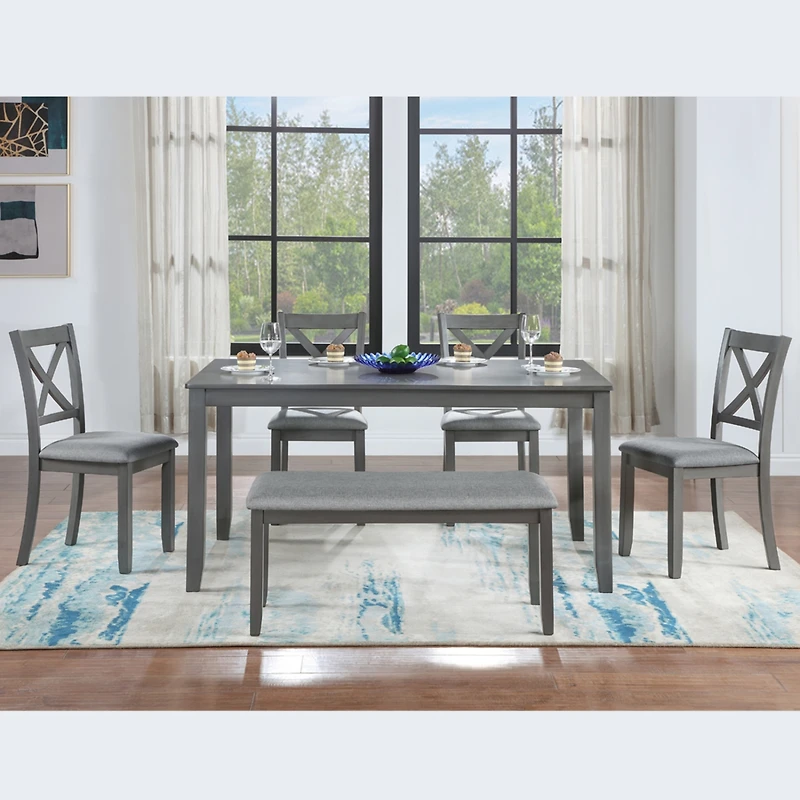 Streamdale Furniture Rectangular Wooden Dining Table Set with Bench