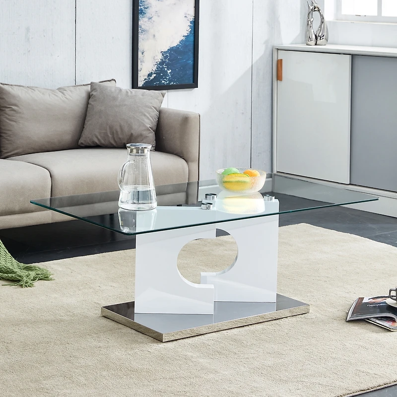 Streamdale Modern Glass Top Coffee Table