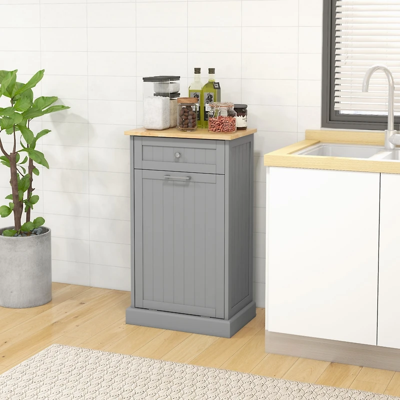 Homcom Kitchen Tilt Out Trash Bin Cabinet, Free Sding Recycling Cabinet