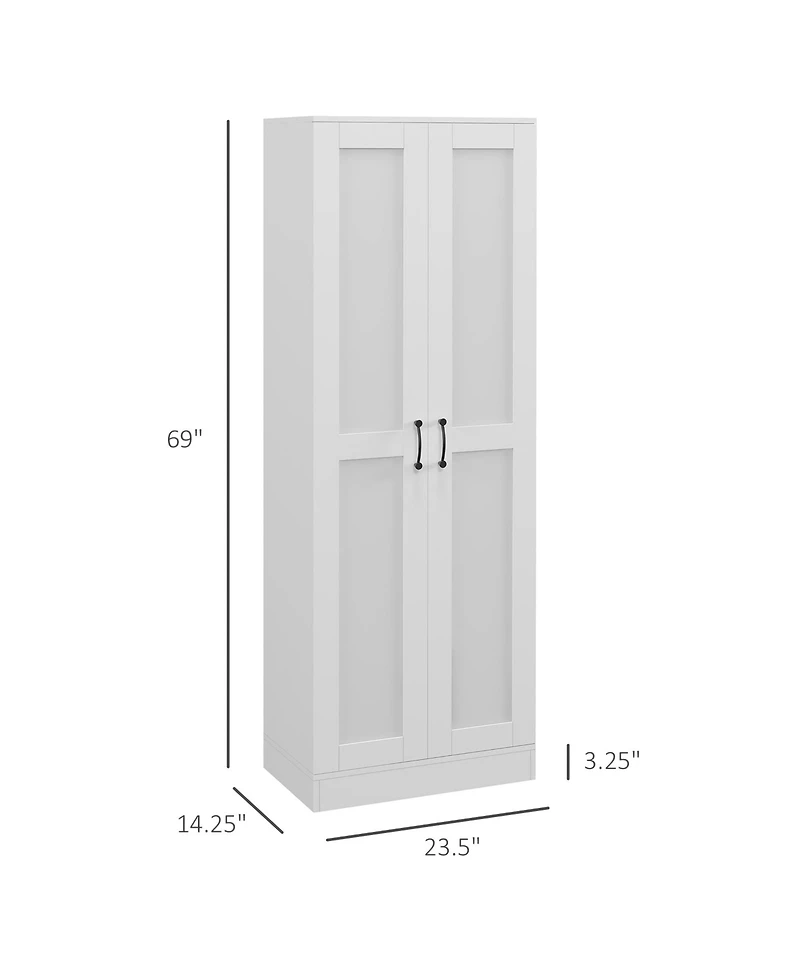 Homcom Storage Cabinet, Adjustable Shelves, Pantry Cupboard