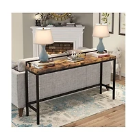 Tribesigns 70.9 inch Extra Long Sofa Table Rustic Industrial Console Behind Couch