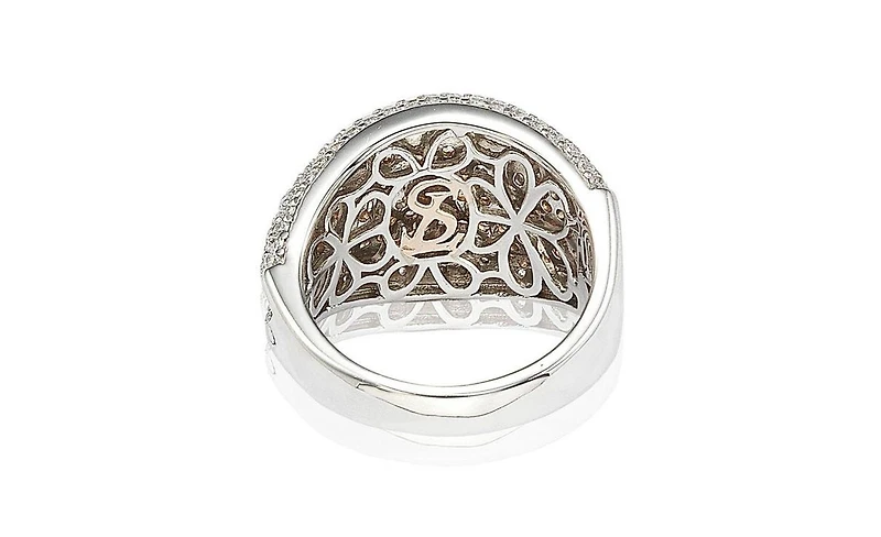 Suzy Levian Sterling Silver Cubic Zirconia Micro Pave Wide Band Ring