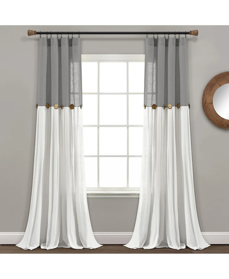 Lush Decor Linen Button Window Curtain Panels