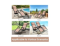 Slickblue Outdoor Folding Zero Gravity Reclining Lounge Chair with Utility Tray