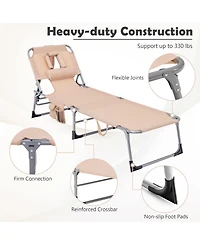 Slickblue Folding Beach Lounge Chair with Pillow for Outdoor