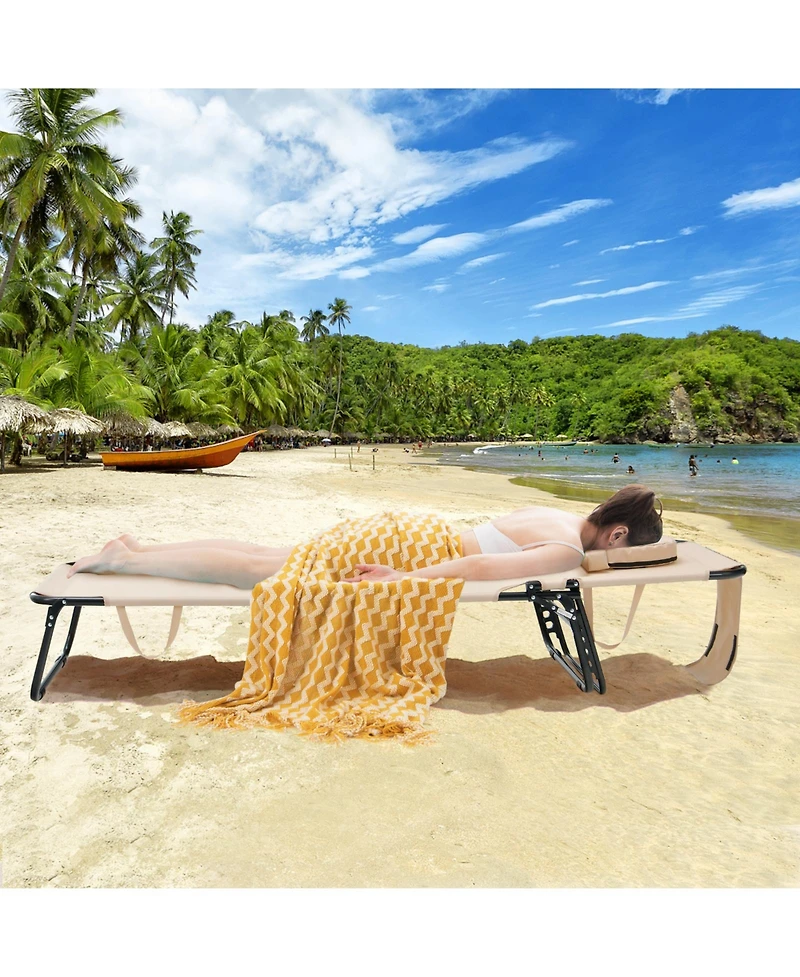 Slickblue Beach Chaise Lounge Chair with Face Hole and Removable Pillow