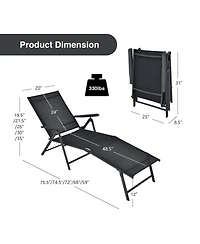 Slickblue 2 Pieces Foldable Chaise Lounge Chair with 2-Position Footrest