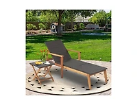 Slickblue 2 Pieces Patio Chaise Lounge and Table Set with 4-Level Adjustable Backrest