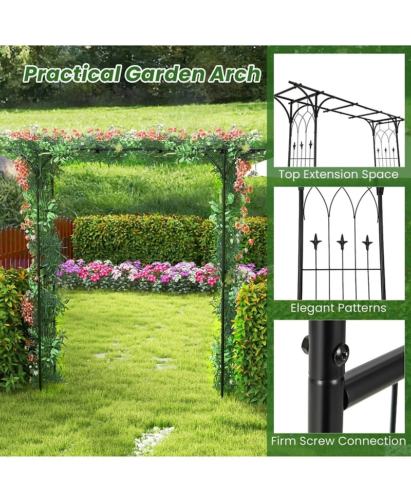 Slickblue 81 Inch Garden Arbor Metal Archway for Climbing Plants-Black
