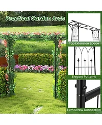 Slickblue 81 Inch Garden Arbor Metal Archway for Climbing Plants-Black