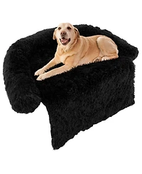 Plush Dog Couch Bed with Anti-Slip Base for Calming Comfort and Support
