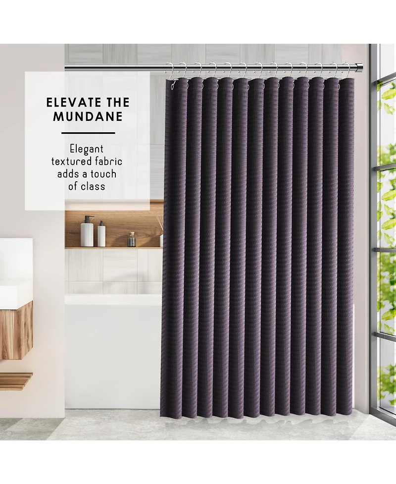 Clara Clark Heavy Duty Fabric Water-resistant Shower Curtains - Waffle Design 72"x72"