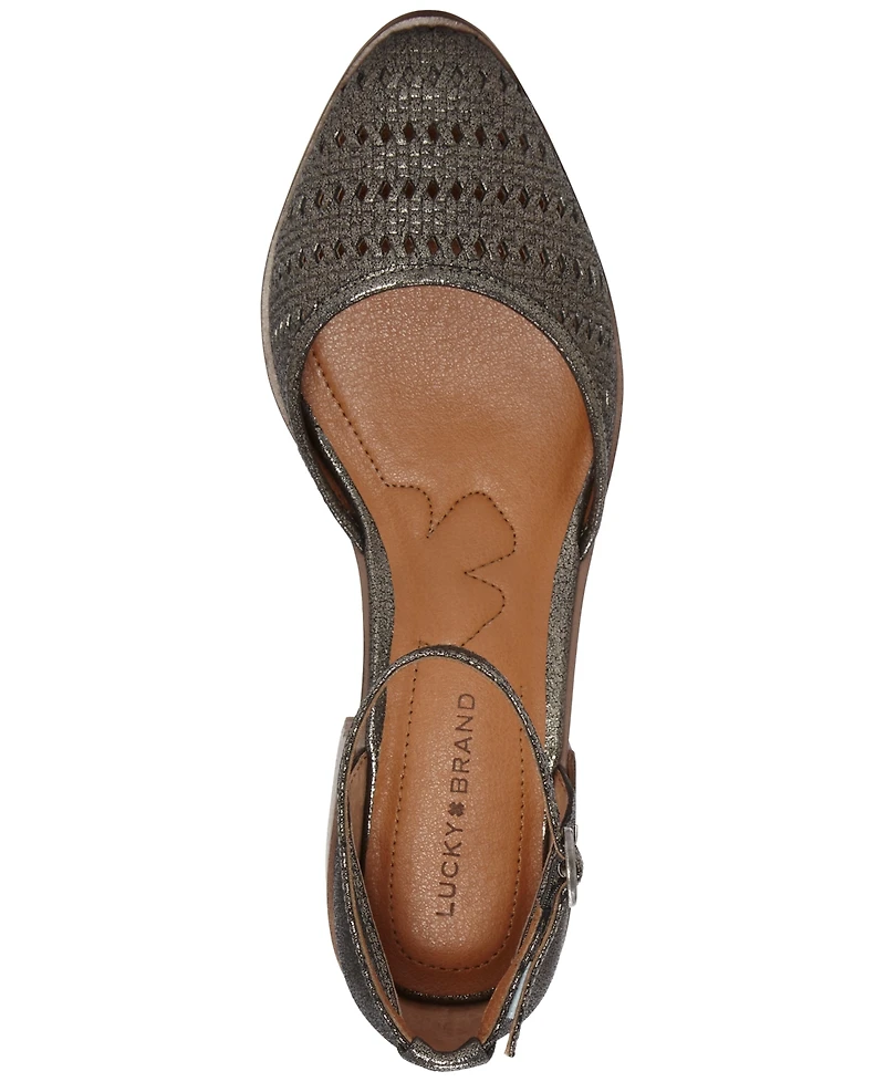 Lucky Brand Women's Maliya Crochet Woven Two-Piece Ankle-Strap Block-Heel Pumps