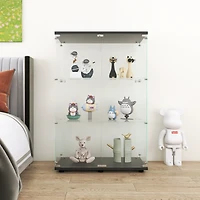 Simplie Fun Black 3-Shelf Glass Display Cabinet, 49.3" x 31.7" x 14.3"