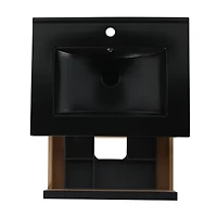 24" Bathroom Vanity, With Black Ceramic Sink And 2 Soft Close Drawers