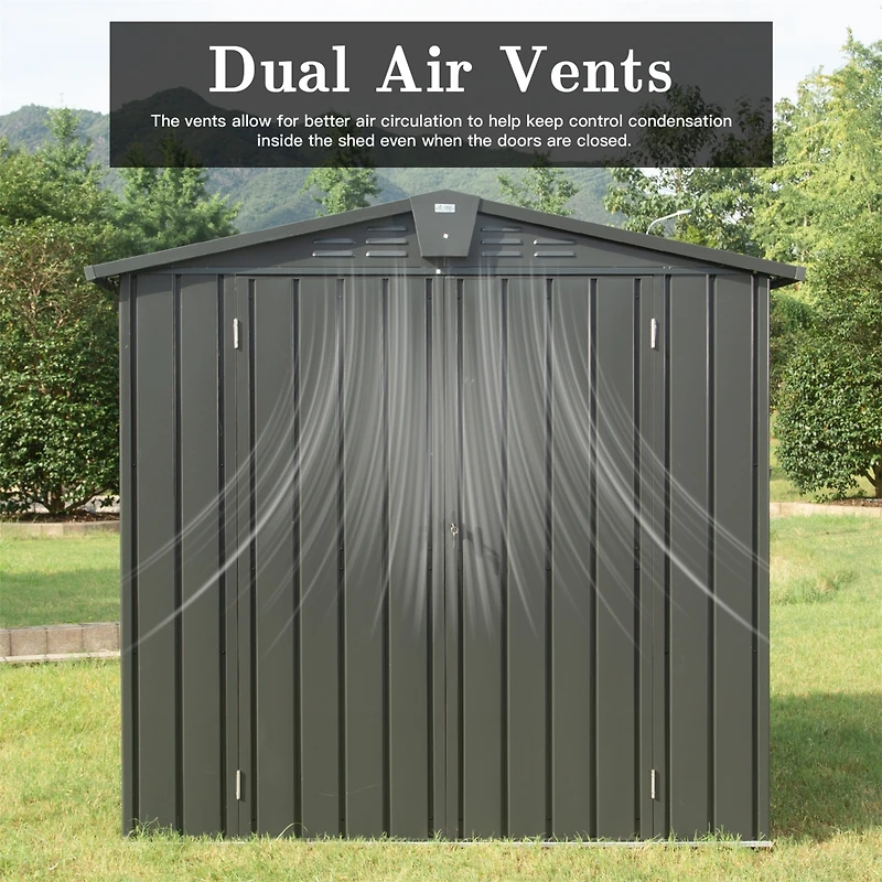 Streamdale Metal Garden Shed for Outdoor Storage, 6.5'X 4.2', with Lockable Door