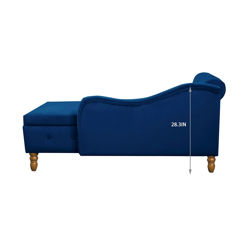 Streamdale Modern Velvet Chaise Lounge with Storage & Pillow