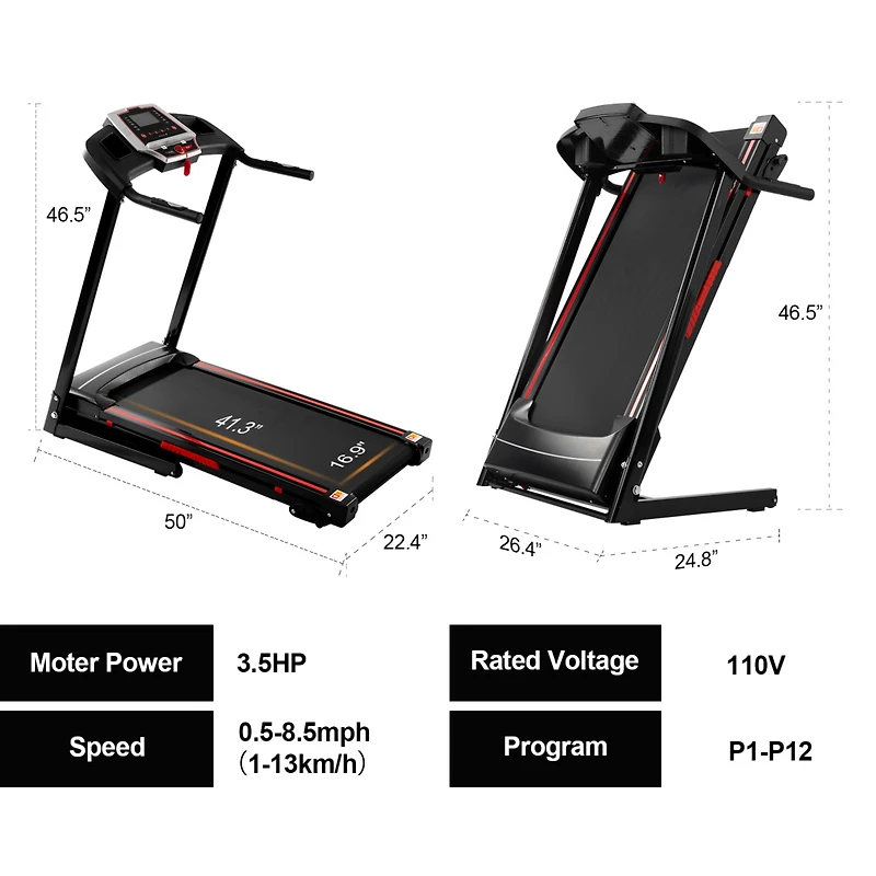 Streamdale Portable Incline Folding Treadmill with App