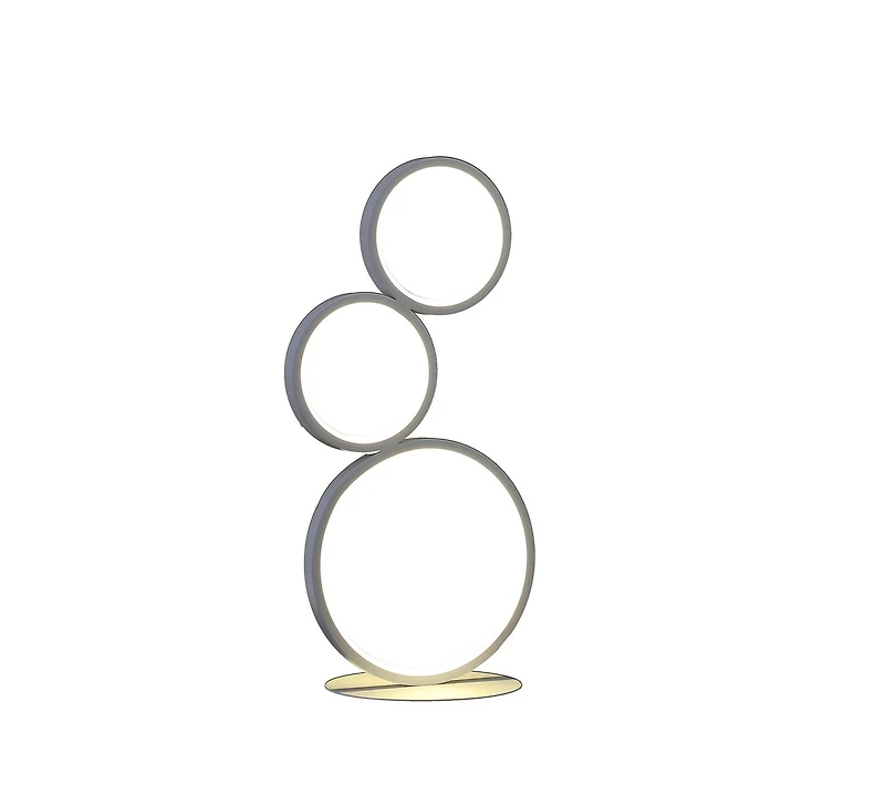Streamdale 17" In 3-Ring Shaped Odu White Led Minimalist Metal Table Lamp