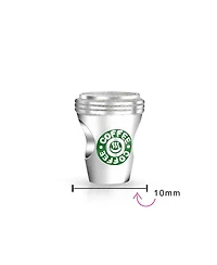 Bling Jewelry Latte Lover Travel Mug Drink Coffee Cup Charm Bead Students Sterling Silver Fits European Charm Bracelet