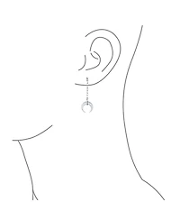 Bling Jewelry Crescent Moon White Shell Celestial Italian Horn Cornicello Dangle Linear Drop Earrings Sterling Silver