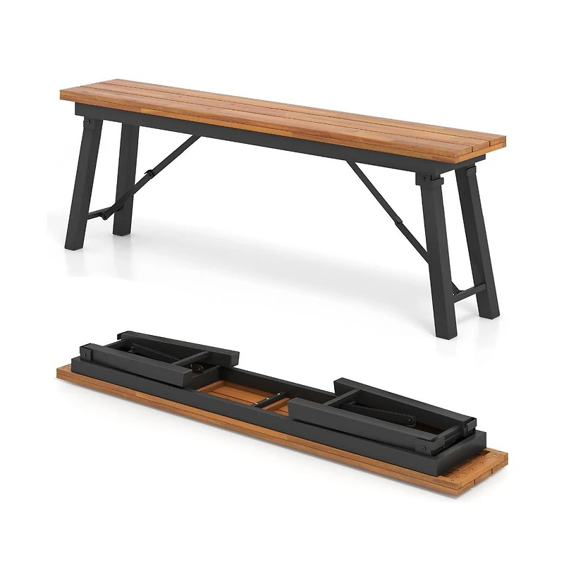 Slickblue Folding Picnic Bench Set Rectangular Acacia Wood Dining Camping Bbq Benches