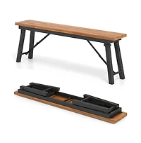 Slickblue Folding Picnic Bench Set Rectangular Acacia Wood Dining Camping Bbq Benches