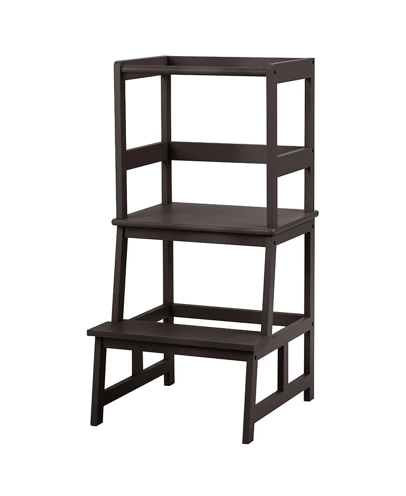 Costway Boys Kitchen Step Stool Wooden Stand Helper w/ Safety Rail