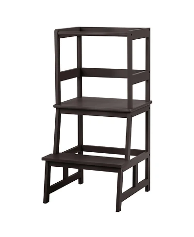 Costway Boys Kitchen Step Stool Wooden Stand Helper w/ Safety Rail