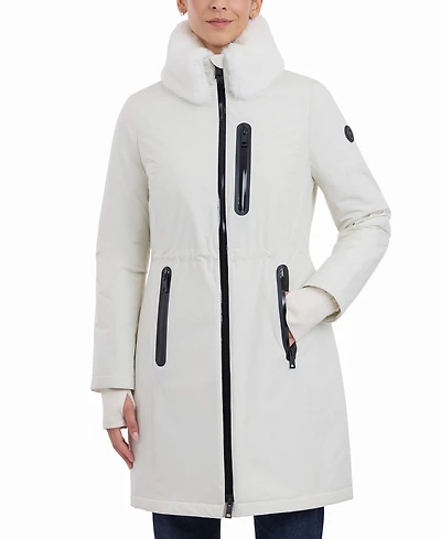 Michael Michael Kors Women's Faux-Fur-Trim Anorak Raincoat