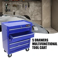 Simplie Fun 5 Drawers Multifunctional Tool Cart With Wheels-Blue