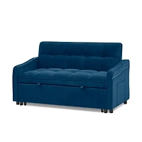 Simplie Fun Blue Loveseat Sofa Bed with Usb Charging