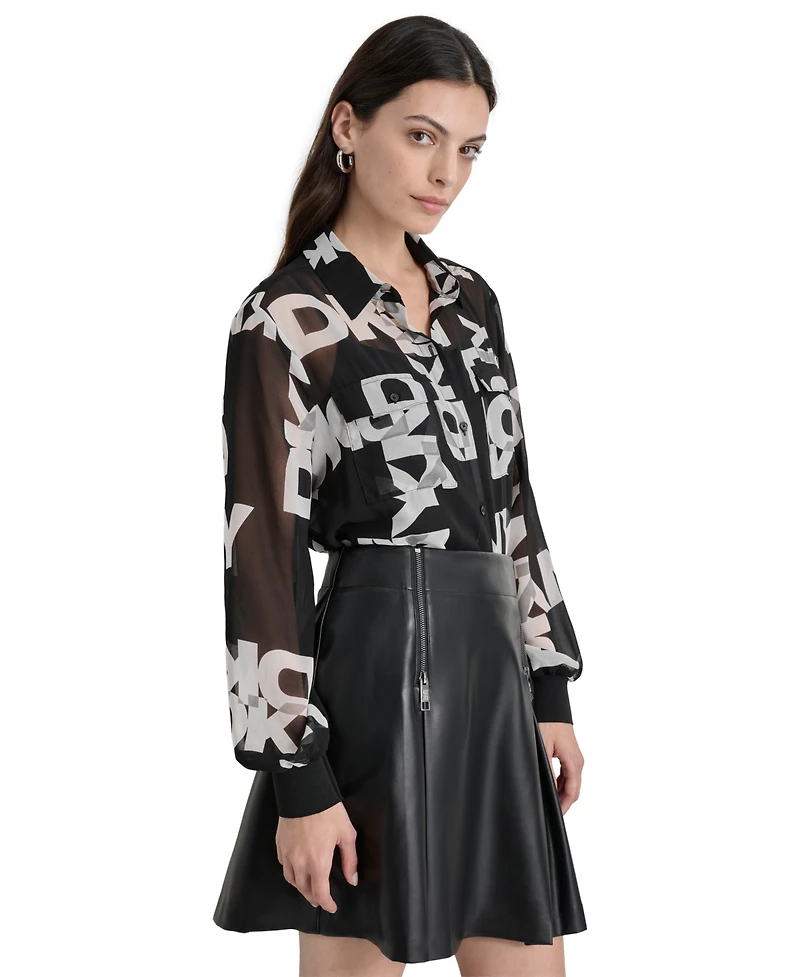 Dkny Women's Logo Long-Sleeve Shirt