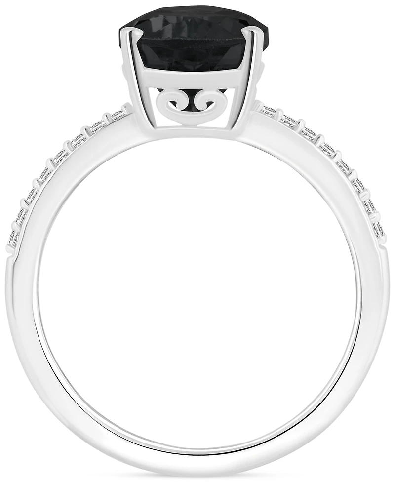 Onyx & Diamond (1/10 ct. t.w.) Pear Statement Ring Sterling Silver