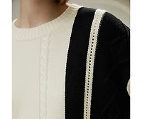 Lilysilk Women's Bicolor Stripe Knit Wool Sweater