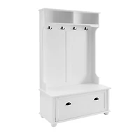 Simplie Fun Coastal Style White Hall Tree Bench with Shoe Cabinets