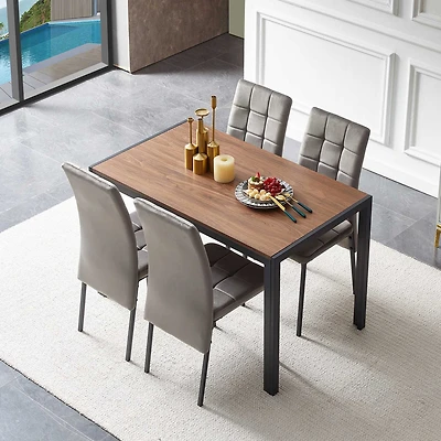 Streamdale Furniture 5-Piece Grey Velvet Dining Set