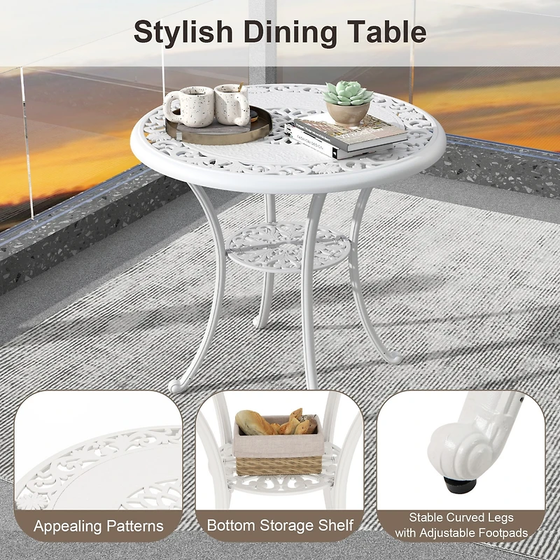 5 Pcs Patio Table Chair Set Outdoor Cast Aluminum Patio Set with Umbrella Hole