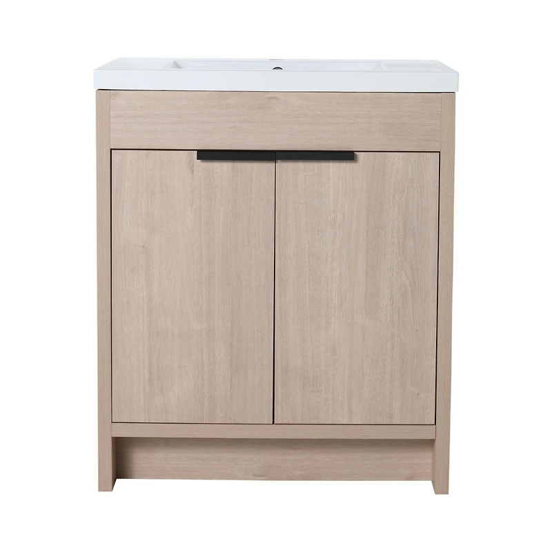 Simplie Fun 30" Freestanding Vanity with White Resin Sink & 2 Soft-Close Doors