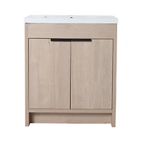Simplie Fun 30" Freestanding Vanity with White Resin Sink & 2 Soft-Close Doors